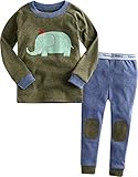 [Vaenait Baby]キッズ12ヶ月-9歳綿100％ルームウェア長袖パジャマ寝間着上下セット Zoo Elephant L