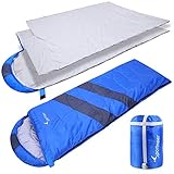Sportneer 寝袋 シュラフ 封筒型 230T インナーシーツ付き ワイドサイズ 窮屈感なし 暖かい 228cm*85cm -5℃〜1