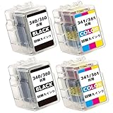 BC-360 /340共通 (BKブラック)2本 + BC-361 /341共通 (C/M/Y 3色カラー)2本 【合計4本セット】キヤノン 用詰め替え互換インクカートリッジ340 341 360 361 インク BC-340XL BC-341XL BC-360XL BC-361XL大容量 補充用 対応機種: PIXUS TS5130 MG4230 MG4130 MG3630 MG3530 MG3230 MG3130 MG2130 MX523 MX513 TS5330 TS5430