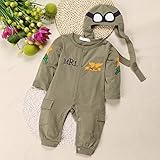 【ノーブランド品】かわいい　赤ちゃん　男の子　パイロット　海軍服　スーツ　衣装　長袖　ロンパース　帽子付き　ギフト　全3サイズ - 90