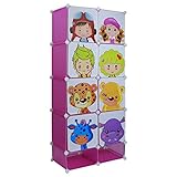 Hapilife 収納ラック 組み立て 収納ボックス 2列4段 靴収納 シューズラック ピンク 幅74×奥行37×高さ163cm