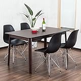 【イームズダイニング5点セット 体に馴染むイームズチェア(スチール DSR) 4人用】 お洒落なデザイナーズ食卓セット(チャールズ・レイ・イームズ) 落ち着いたテーブル130×80cm (ブラック色)