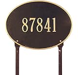 楕円形Hawthorne標準Lawn単線アドレスPlaque – グリーン/ゴールド