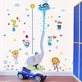Cartoon Animals Height Measurement Wall Stickers Growth Chart Removable Wall Decals Home Decor PVC A