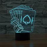 Casino Poker Dice 3d LEDテーブルランプデスクライト寝室ベッドサイドランプ装飾5 V USBカラー変更ムードランプ