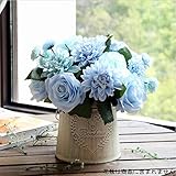 造花 アートフラワー インテリア造花 枯れない花 ダリア ミニダリアバンチ（8本）シルク製 花材 プレゼント お祝い 結婚式ブケ バレンタインギフト 誕生日 母の日 (ブルー)