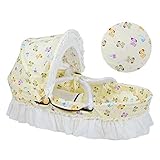 ベッドインベッド　添い寝ベッド おむつ換え　ベビーベッド　持ちやすい　揺りかご　枕と毛布が付き (イエロー＊犬)