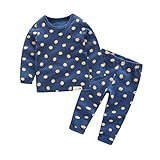 PANCY 子供服 春秋冬 トレーナー 長袖 ルームウェア ロングパンツ 上下セット 男の子 女の子 可愛い くま柄 プリント(100cm,ダークブルー)