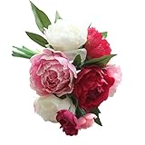 POTOJP 造花 手作り 牡丹造花 ブーケ 枯れないお花 本物みたい 工芸 高級 贈り 壁掛け 結婚式 誕生会 二次会 お祝い 花束プレゼント インテリア 华道