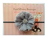 2.5 Chiffon Frayed Ballerina Flower baby PoshNPretty headband - Silver by PoshNPretty
