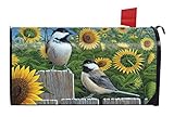 Chickadees &ひまわり夏磁気メールボックスカバー鳥Briarwood Lane
