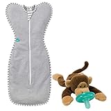 Love To Dream Swaddle Up Original, Gray - Medium 13 - 19 lbs. with WubbaNub Monkey by Love to Dream