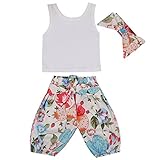 子供服 ベビー服 夏タンクトップ 花柄ズボン 上下 2点セット + ヘアバンド (0~6ヶ月)