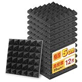 IPIC ピラミッド型 ウレタン吸音材 12枚 ブラック 黒 30*30*5cm 室内 楽器 衝撃吸収 スポンジ 騒音問題 吸音 消音