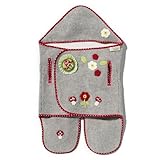 LoLoBeBe ニットのフットマフ ベビーラップ 裏地はマイクロフリース 手編みのアップリケがかわいい マッシュルーム