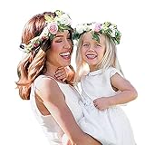 Domybest子供　花冠　フラワーヘアバンド　大人　子供　2点セット　ヘッドドレス ヘアアクセサリー 　結婚式　子供用　髪飾り 女の子 　キッズ 髪飾り 花かんむり ウェディング フラワー ヘッド　