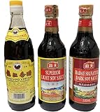 華華百貨店【中華調味料】 酢と醤油 【3点セット】 海天生抽王＆老抽王＆鎮江香酢 各1点 たまり醤油 薄口 中華食材 冷凍食品と同梱不可