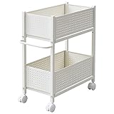 山善(YAMAZEN) クローゼット収納ラック キャスター付き 幅26 ホワイト OPR-5726(WH/WH)