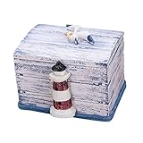 TOPmountain 海の木製海賊トレジャージュエリー収納チェストクラフトボックスケースオーガナイザーヒトデ