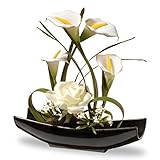 Nationalツリー11インチブラックオリエンタルスタイルホワイトローズとチューリップの花セラミックベース( nf36 – 5260 – 1 )