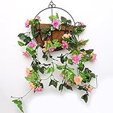 Yiliyajiaつるバラの造花2.4ｍ×3本セット　シルクフラワーグリーンリーフインテリア飾り壁掛け結婚式お祝い誕生日パーティー (ローズレッド)