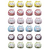 Felimoa 陶器ビーズ 招き猫 ねこデザイン 招福 ハンドメイド用 6色24個セット
