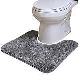 Makuru トイレマット 洗える 速乾 おしゃれ 吸水 北欧 人気 ふかふか 滑り止め付き モダン マイクロファイバー お手洗い トイレ床マット カーペット 敷物 洗面所 (グレー, 60x55cm)