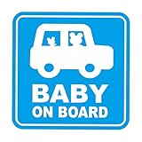 Sticker Shop Haru BABY ON BOARD マグネット くまの親子 角型 ライトブルー