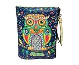 Genuine Leather Print Cute Owl Female Women Short Purse Double Zipper Wallet BY EagleWood