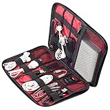 V5X PC周辺小物用収納ポーチ 軽量 生活防水 イヤホン ケーブル ACアダプター類整理用品 万能旅行・出張用収納ケース グレー … …