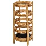 傘立て/アンブレラスタンド 5ポール 【5本用】 丸型 木製（籐）/スチール