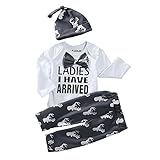 赤ちゃん　蝶　ネクタイ　アルファベッド　ロンバース　長い　鹿頭ズボン　帽子　三点　セット (12-18M, 灰)