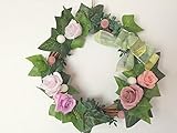 アイビーとバラのリース　パステル系　プリザーブドフラワー　バラ　ギフト