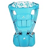 抱っこひも　ベビーキャリア　腰ベルト　赤ちゃん　新生児　多機能　0-3歳に設定　通気性　着脱し易い　調整可能 (スカイブルー)