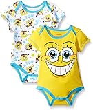 nickelodeon スポンジボブ ベビー 半袖 ボディースーツ 2枚セット SpongeBob Square Pants (6-9ヶ月, イエロー)