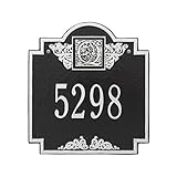 Whitehall製品正方形ブラック/シルバーモノグラム標準壁1行アドレスPlaque