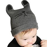 Abusun ニット帽子&マフラー ニットキャップ ハット毛糸 ベビー キッズ 赤ちゃん 子供用 かわいい 暖かい 防寒 (グレー)