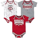 Wisconsin Badgers NCAA " Playmaker "幼児3パックボディスーツクリーパーセット レッド