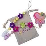 Baby Infant Teething Chew Toy and 2 Pacifier Clips Set By TosiTosi - BPAFree Food Grade Silicone Tee