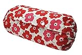 ルカコ　抱っこひも（エルゴ・コランなど）収納カバー 　北欧マリメッコ風 赤色の花柄　裏生地赤　背景麻色　生地しっかりめ　「ルカコ」0635-11