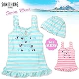 SOMETHINGのスイムキャップ付きワンピース水着2点セット sw1138 130cm ピンク