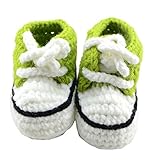 Baby Newborn Infant Toddler Prewalker Hand-knitted Wool Crochet Crib lace up Shoes ベビー・ガールズ カラー: グリー