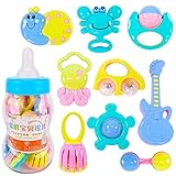Rattle Teether Setベビーおもちゃ、Godr 2018新しい9ピースBaby Rattles Teethersセット、グラブ玩具、Shaking Bell Rattleストレージボック