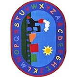 Joy Carpets Kid Essentials Infants & Toddlers Oval Tiny Train Rug Multicolored 5'4 x 7'8 [並行輸入品]