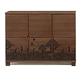アルファタカバ お部屋行置きたいディズニー家具シリーズ スクエアくまのプーさん 120cm幅6枚扉 木製キャビネット/サイドボードブラウン
