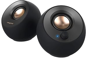 Creative Pebble V2 USB Type-C給電採用アクティブ スピーカー 8W RMS ピーク出力16W パワフル出力 45°上向きドライバー 重低音 パッシブ ドライバー SP-PBLV2-BK