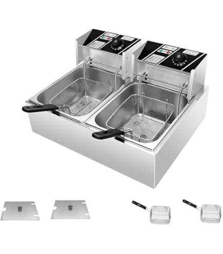 Amazon.co.jp: 電気フライヤー 業務用 卓上フライヤー 二槽式 20L 100