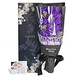 YOBANSA 造花 フレグランス ソープ フラワー プレゼント手作り花束 石鹸花 枯れない 花 母の日 誕生日 結婚祝い 結婚記念日 大切な人への感謝 メッセージカード付き (33本，ディープパープ