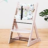 【人気ベビーチェア 笑顔のマジカルチェアー＋専用クッション (お得2点セット)】 木製椅子 安心強度の三角形ベース 高さ調節可能 ふかふかクッションセット (チェア：ホワイトウォッシュ色 クッション：