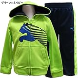 PUMA プーマ ベビー服 ベビー ジャージ 裏起毛 男の子 - グリーン×ネイビー/12M＝75～80cm